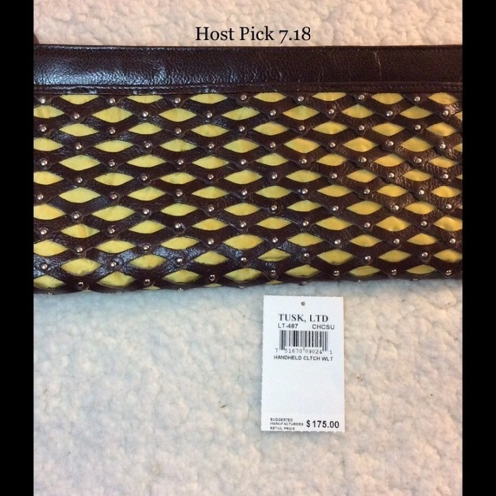 NWT $175 Tusk Brown/Yellow Handheld Wristlet